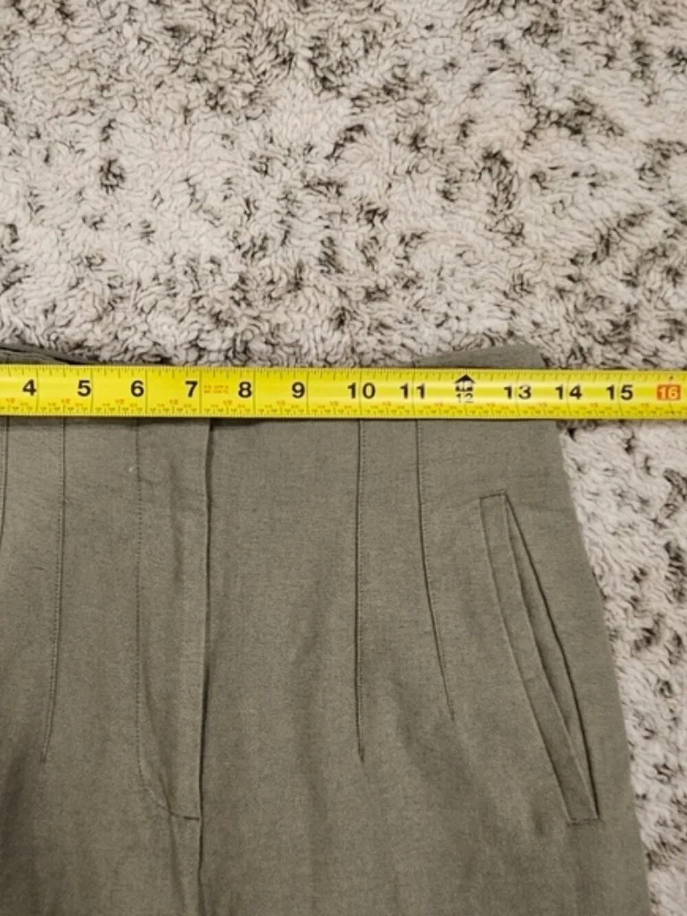Zara SZ M Olive Green Linen Blend Wide Straight Leg Pants Hip Pockets
